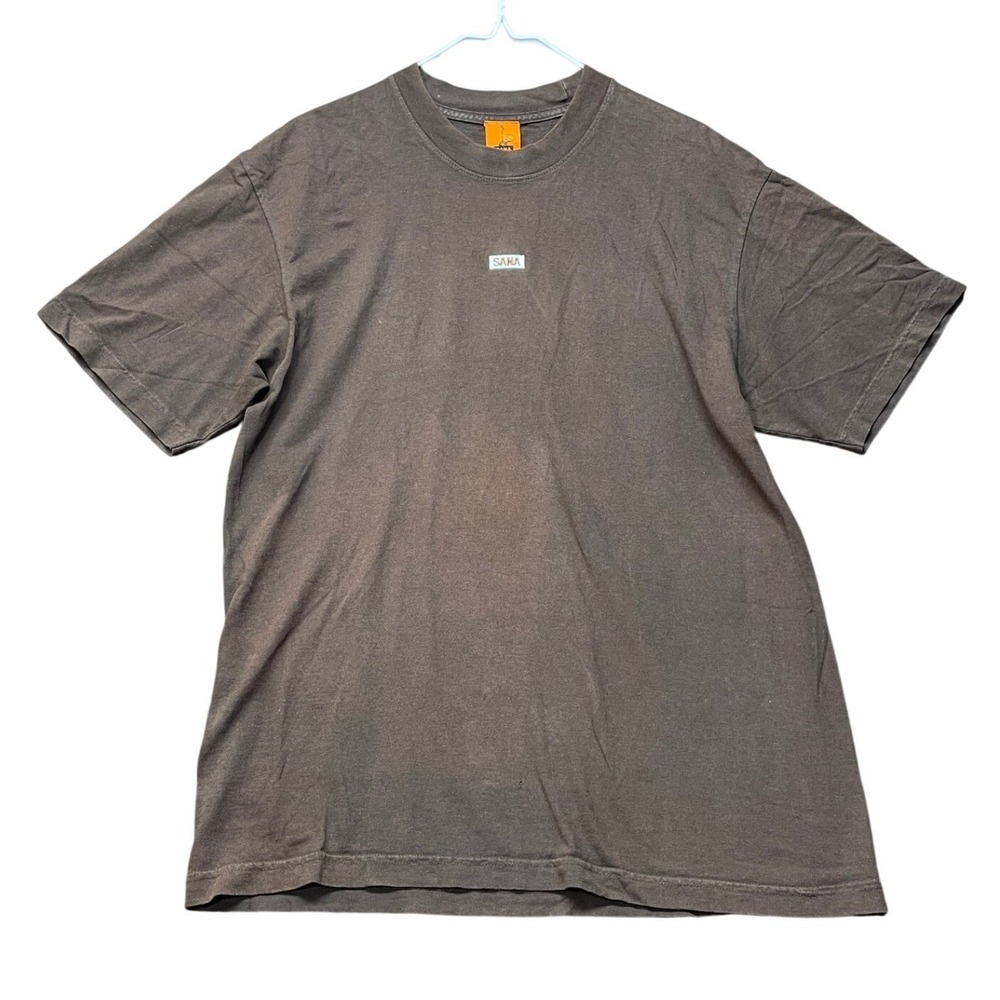 Sana Detroit box logo Men's M Brown‎ Embroidered Logo Luxury Streetwear T-shirt